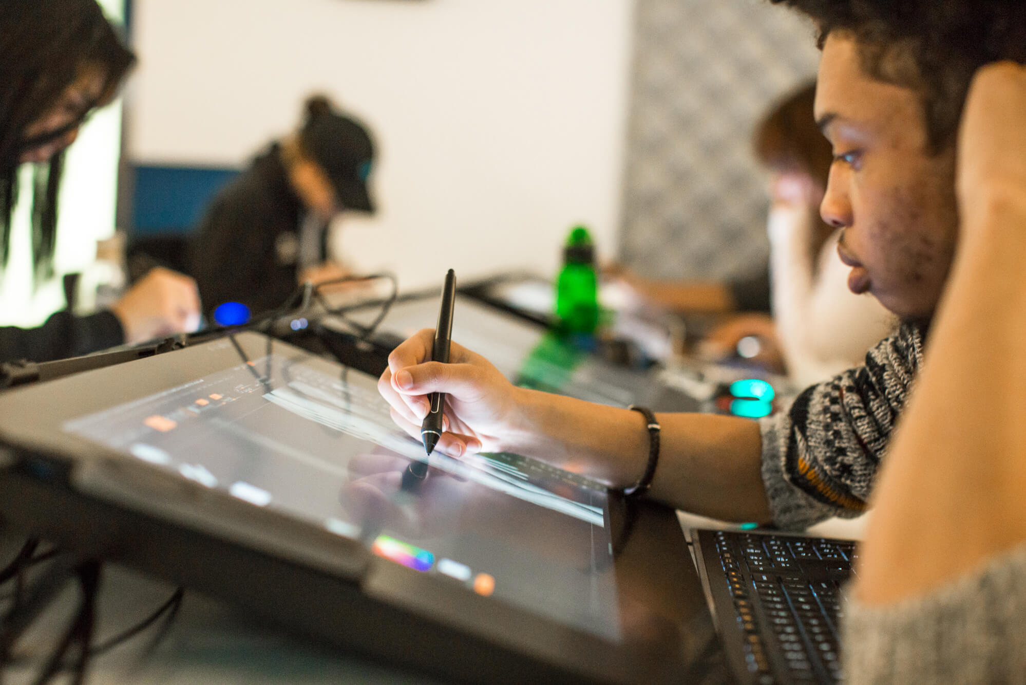 students working in the cintiq lab