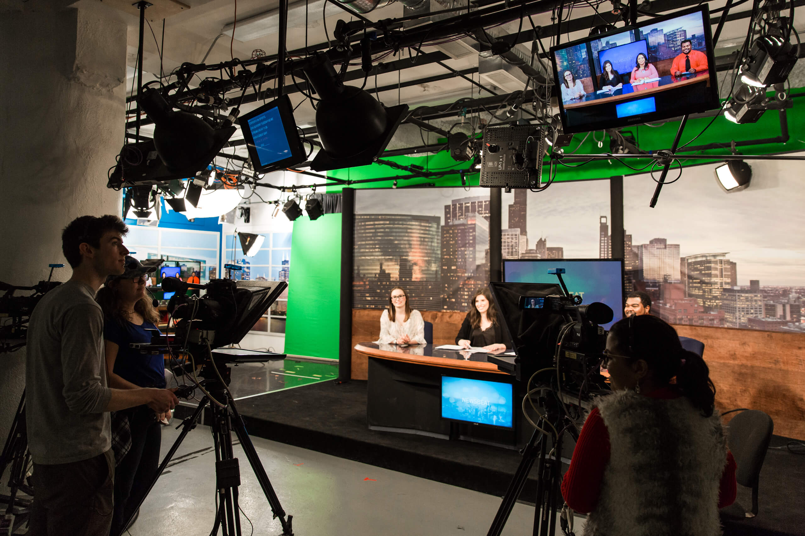 student tv news station shot