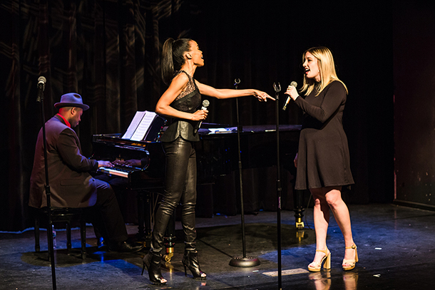 Michelle Williams coaches student Anna Agosta during vocal master class.