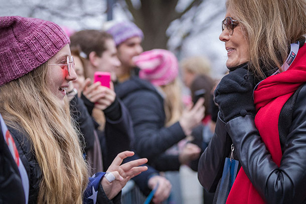 Sarah Matheson photographs Gloria Steinem during the 2017 Women's March on Washington.