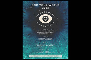 Image of the DocYourWorld poster featuring the dates of events.