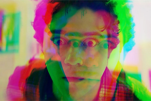 promotional image for departing seniors with face surrounded by pinkish colors