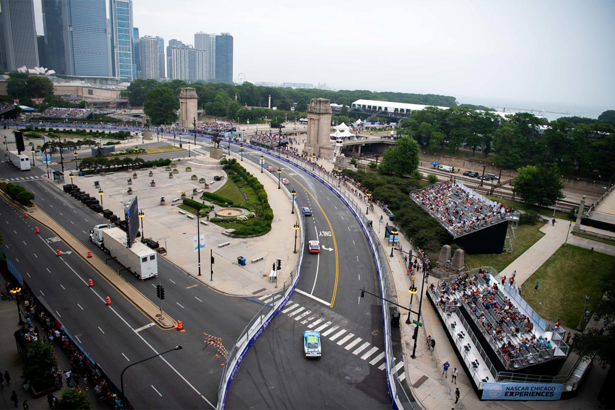 race cars on michigan avenue