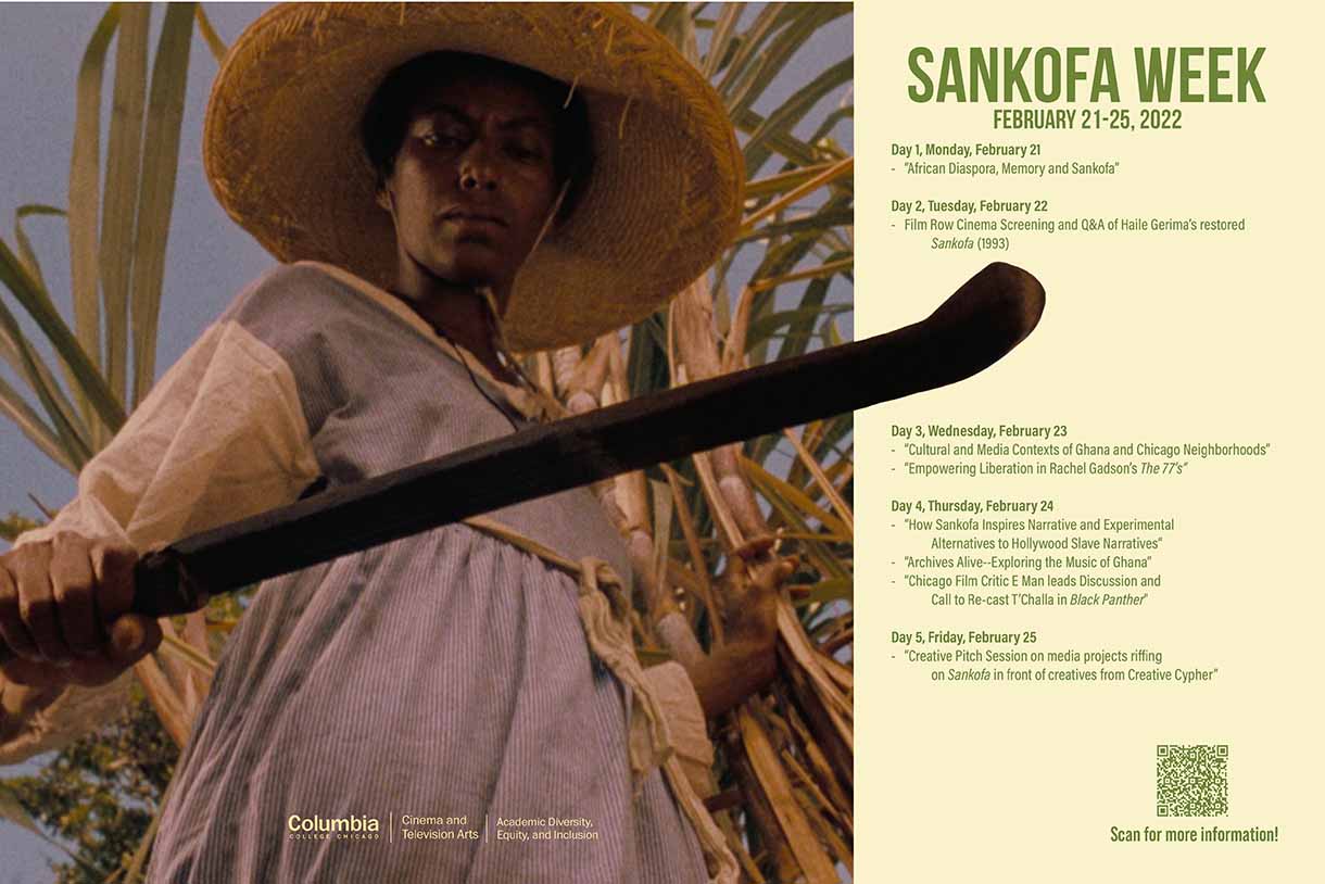 An image of the schedule for Sankofa Week, which is February 21 and 25. 